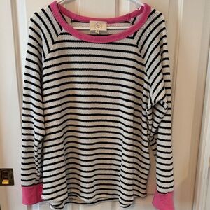 Anthropologie Striped Sweater with Pink Accents